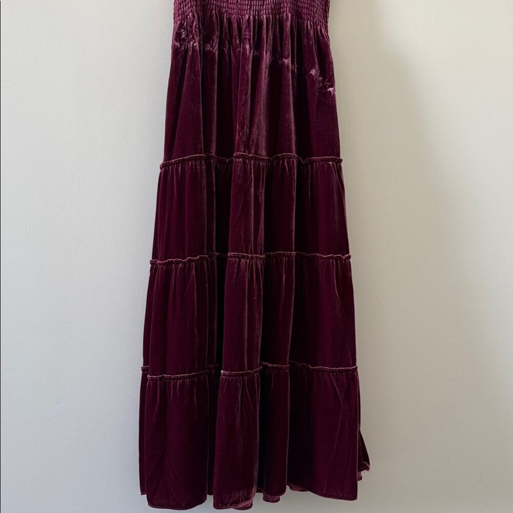 Hill House Ellie Nap Dress Burgundy Velvet Silk Blend Midi XS Coquette Girl - Picture 4 of 6